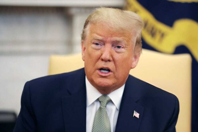 President,Donald,Trump,Talks,To,Journalists,While,Hosting,Prime,Minister