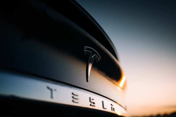 Riga,,Lv,-,Aug,27,,2019:,Tesla,Logo,At,The
