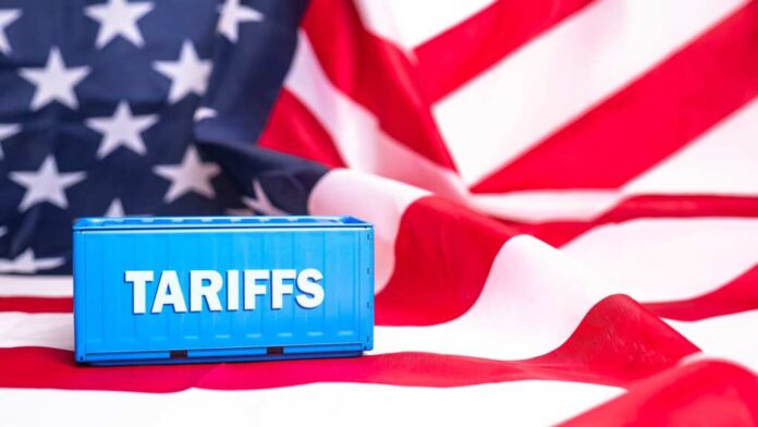 Container,Tariffs,Word,On,Flag,Of,The,United,States,Of