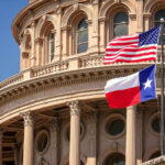 Democrats’ Shocking Surge: Texas Turning Blue? American and Texas flags flying in front of a state capitol building