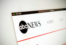 Close-up of the ABC News website interface on a computer screen