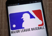 Major League Baseball logo displayed on a smartphone screen