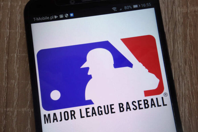 Major League Baseball logo displayed on a smartphone screen