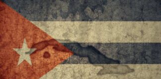 Cuban flag with a textured, vintage appearance