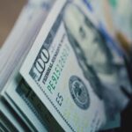 Close-up of a stack of hundred dollar bills