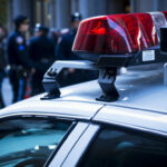 Security Breach Scandal Turns Fatal in Dallas Close-up of a police car with red lights and officers in the background