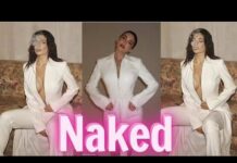 Kylie Jenner shows off her topless chest under her Khy coat