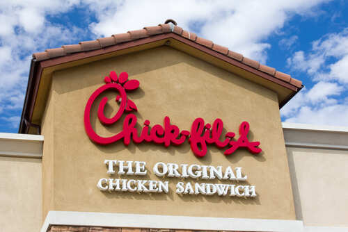 Chick-fil-A restaurant sign displaying the original chicken sandwich