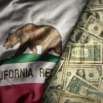 CALIFORNIA HOSPICE SCAM: $267 Million Vanished California state flag featuring a bear overlaid on a background of U.S. dollar bills