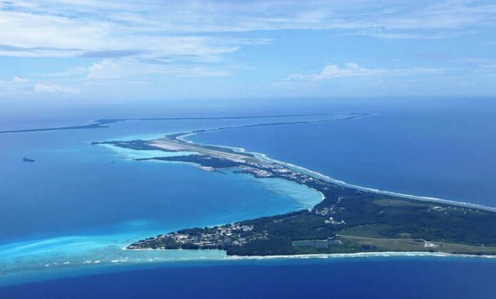 Aerial,Photo,Of,Diego,Garcia Aerial view of a tropical island surrounded by blue ocean waters