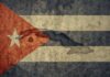 Cuban flag with a textured, vintage appearance