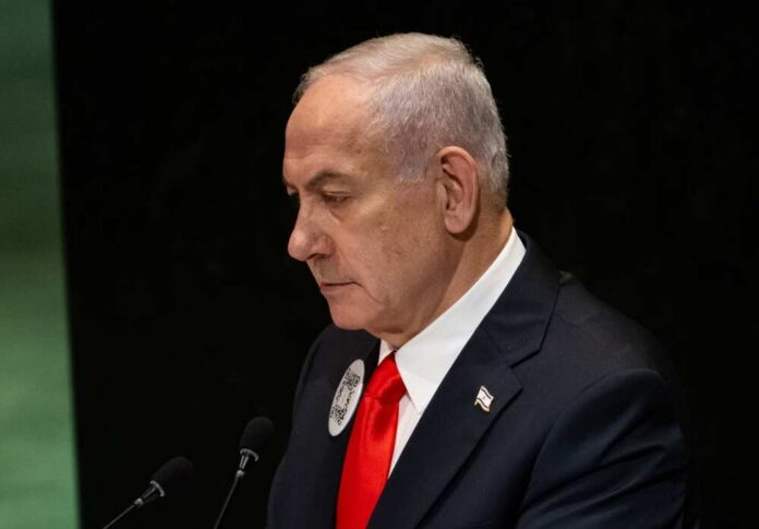 New,York,,Usa,-,September,26,,2025:,Israeli,Prime,Minister A political leader speaking at the UN assembly with a serious expression
