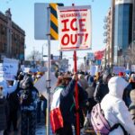 White House SLAMS Minneapolis Mayor’s Anti-ICE Remarks Crowd of protesters holding signs at a rally against ICE