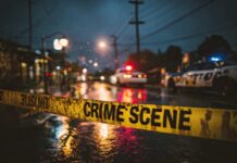Chicago Bombing Mystery: Explosive Facts Still Missing Police cars at a crime scene with caution tape in the foreground
