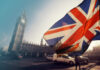Violent Rhetoric Ignites Police Panic in UK British flag waving in front of Big Ben in London