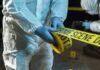 Gunfire At Family Haven—Truth Withheld Forensic investigators in protective suits setting up crime scene tape