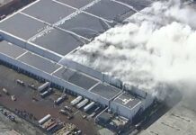 Warehouse fire continues to burn in Boyle Heights
