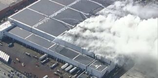 Warehouse fire continues to burn in Boyle Heights