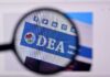 School-Zone Drug Ring EXPOSED Magnified view of a website header featuring the acronym 'DEA' and social media icons