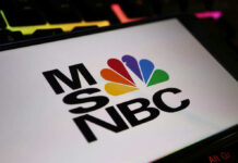 On-Air Meltdown: Trump Walks Close-up of the MSNBC logo displayed on a digital screen