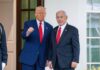 Trump Claims Ceasefire — But Who Enforces? Donald Trump and Benjamin Netanyahu standing together at the White House