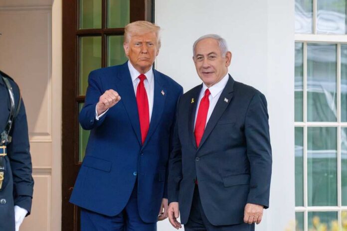 Washington,dc,,United,States,,April,7,2025,,President,Donald,J,Trump Donald Trump and Benjamin Netanyahu standing together at the White House