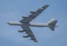 Provocation Flight Tests NATO Nerves Military bomber aircraft flying against a blue sky