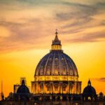 Vatican Power Play: Latin Mass On Ice St. Peter's Basilica dome at sunset