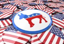 Immigration Void Exposed—Then Spun Democratic donkey symbol on a campaign button