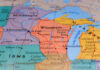 Governor Race Explodes Over Child Trans Funding Detailed map highlighting Wisconsin and surrounding Midwestern states