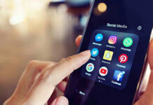 Facebook, TikTok Supercharged Child Lures Finger tapping smartphone social media app icons.