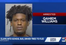 Police Pursuit Slams Bus — Driver Runs Suspect fleeing deputies crashes into Sumter County school bus transporting 19 kids