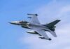 Russian Drone Downed In Romania Fighter jet banking in the sky