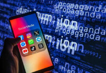 AI Imposters Milk Veterans – Platforms Exposed Smartphone showing social media apps with text background.