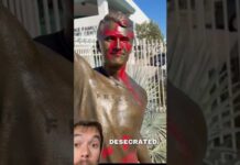 New 8ft Bronze Statue Of Hero Charlie Kirk VANDALIZED Outside TPUSA Headquarters In Phoenix
