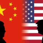 Manhattan Power Play Upends Summit Scripts Silhouetted leaders facing off before China and United States flags