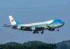 Presidential Flyby Freezes Headsets Air Force One Boeing 747 on approach