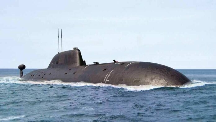 shutterstock_1328617943-1 Submarine cruising on the ocean surface