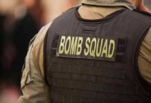 Terror Scare Near US Bomber Base Bomb squad officer wearing tactical vest