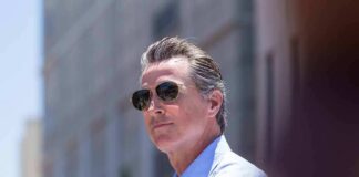 Gavin Newsom wearing sunglasses outdoors