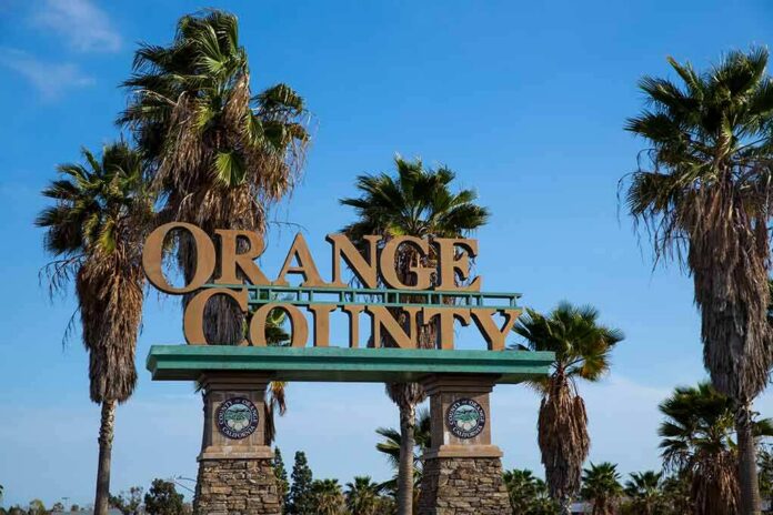 shutterstock_1934041127 Orange County entrance sign with palm trees