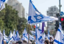 Golan Gambit Ignites Global Backlash Israeli flags waved at a street demonstration